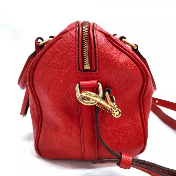 Louis Vuitton Red Enpreinte LV Embossed Leather M40758 Speedy Bandouliere 25 - Picture 2 of 16